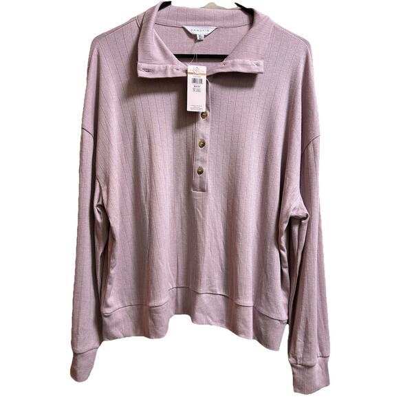 NWT $58 Danskin Women's Lilac Long Sleeve Quarter Button T-Shirt - Size XL - Picture 1 of 5
